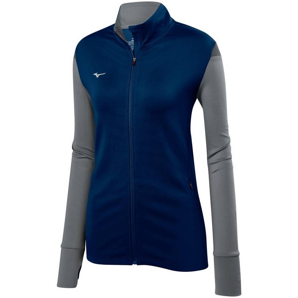 Mizuno Horizon Full Cipzáros Női Jacke Sötétkék/Szürke HLB432586